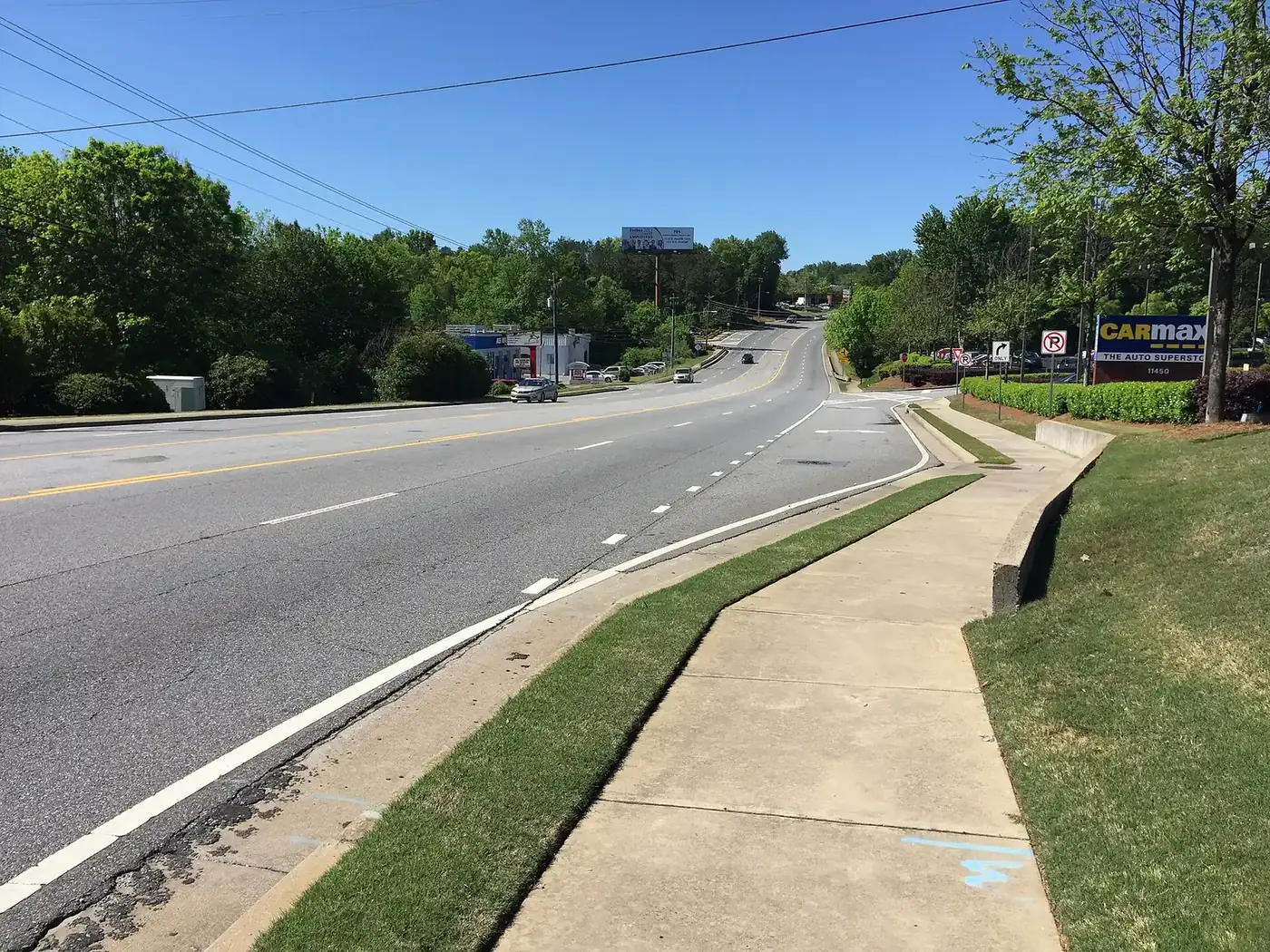 Alpharetta Highway (Georgia 9) passing a car dealership in Roswell