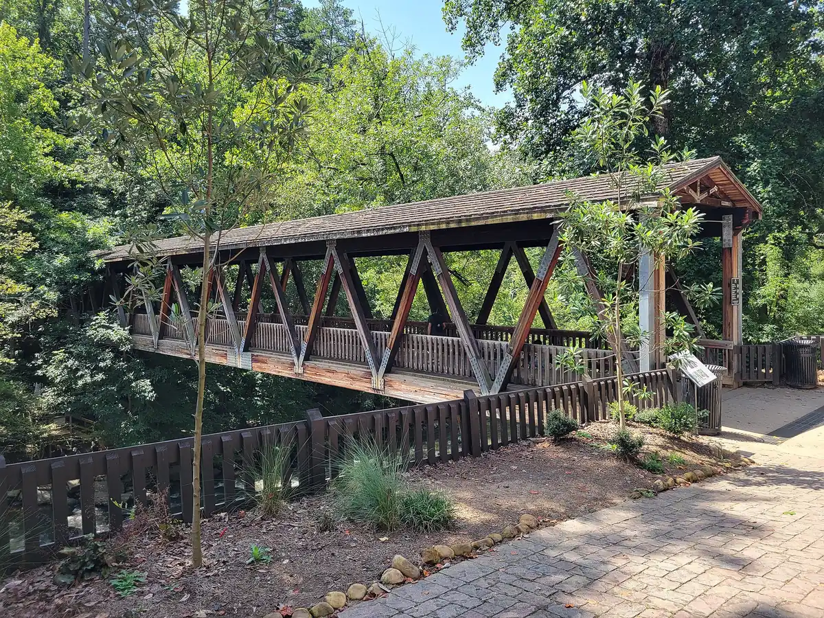 The covered bridge at Roswell Mill in historic Roswell