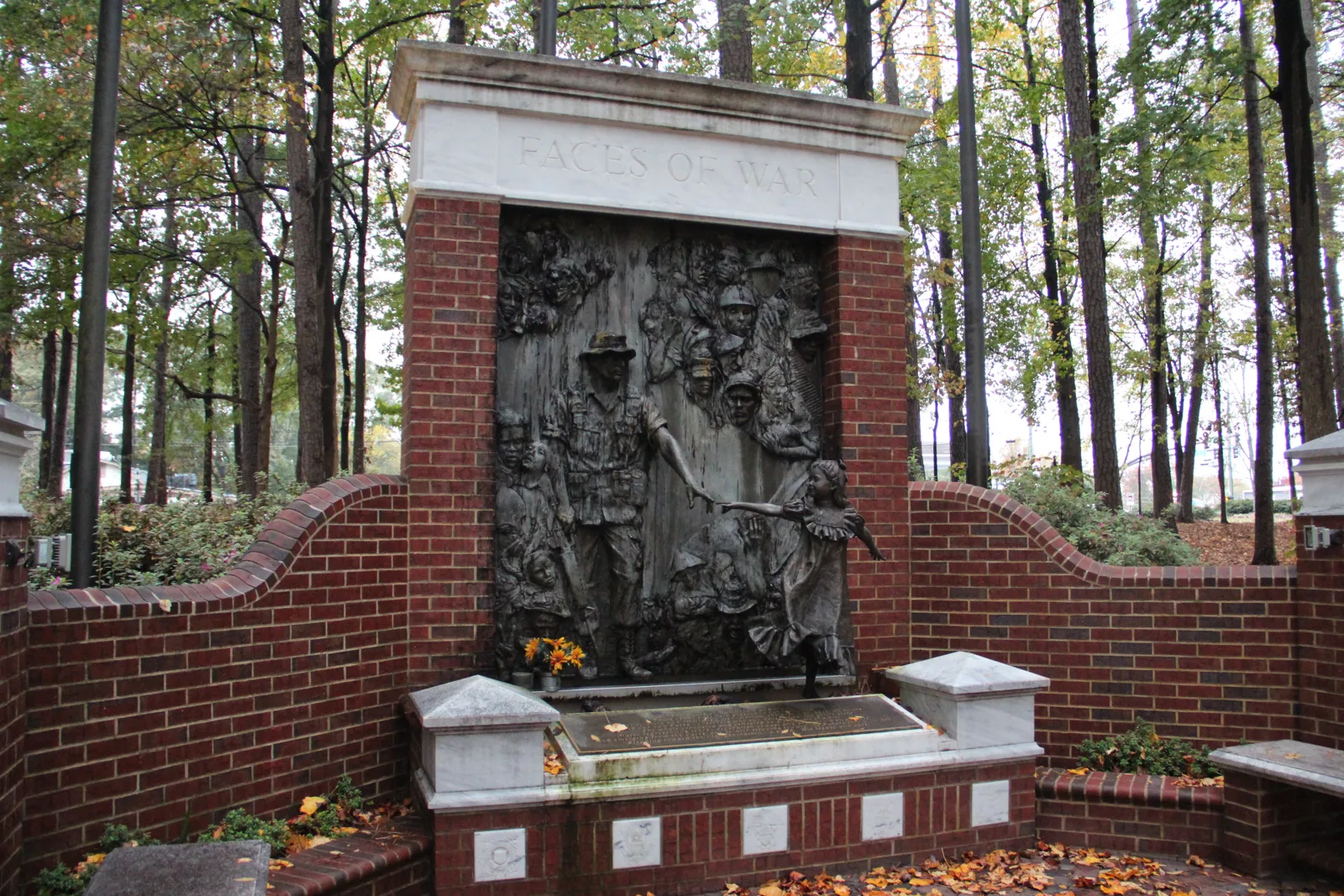 The Faces of War Memorial on the Roswell City Hall grounds