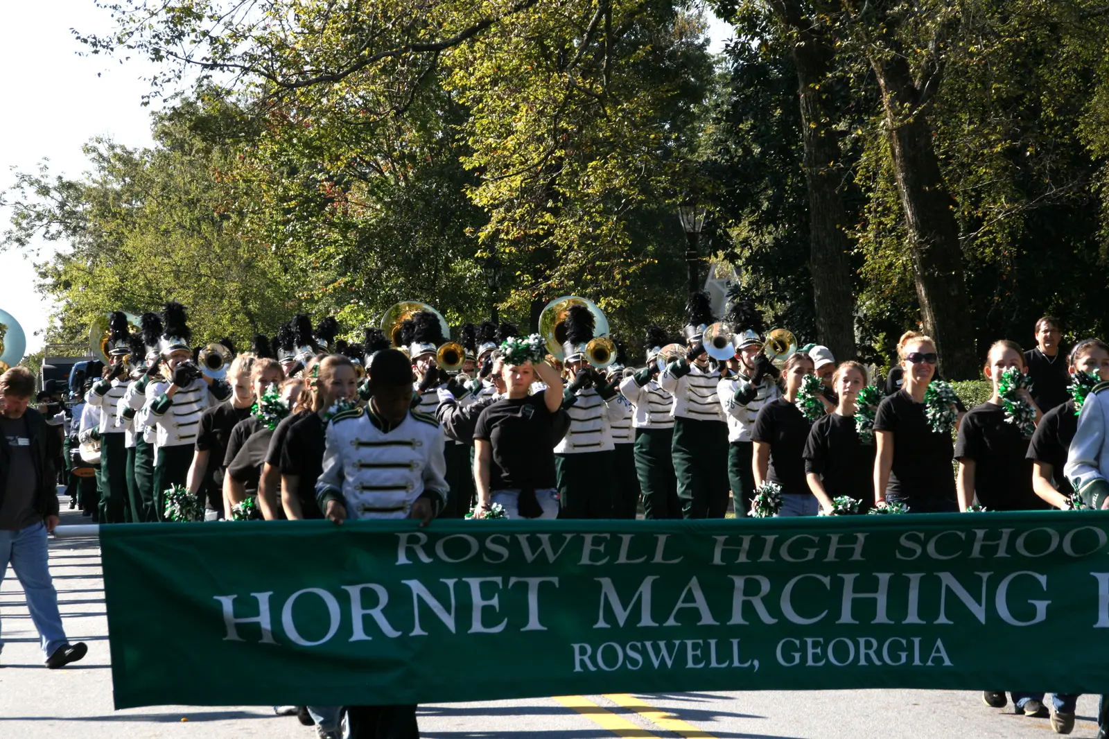 The Roswell High School Hornet Marching Band in the Roswell Youth Day Parade